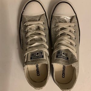 Silver sparkly converse